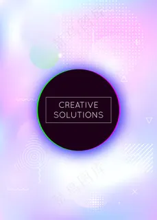 孟菲斯梯度与液体形状的背景。动态全息设计