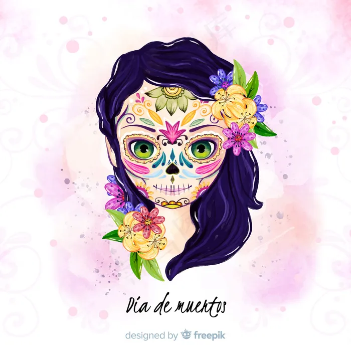 Dia de muertos水彩背景概念eps,ai矢量模版下载