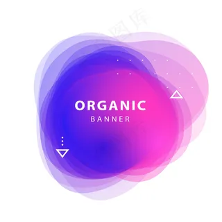 淡紫色，粉红色，蓝色抽象叠加形状背景班纳
