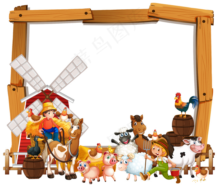 隔离动物养殖场的空白木框架模板