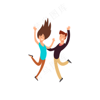欢跳情侣矢量图