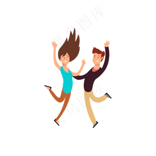 欢跳情侣矢量图