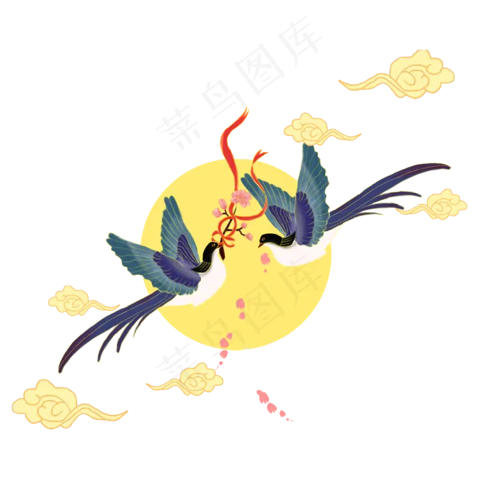古风七夕喜鹊(2000X2000(DPI:300))psd模版下载