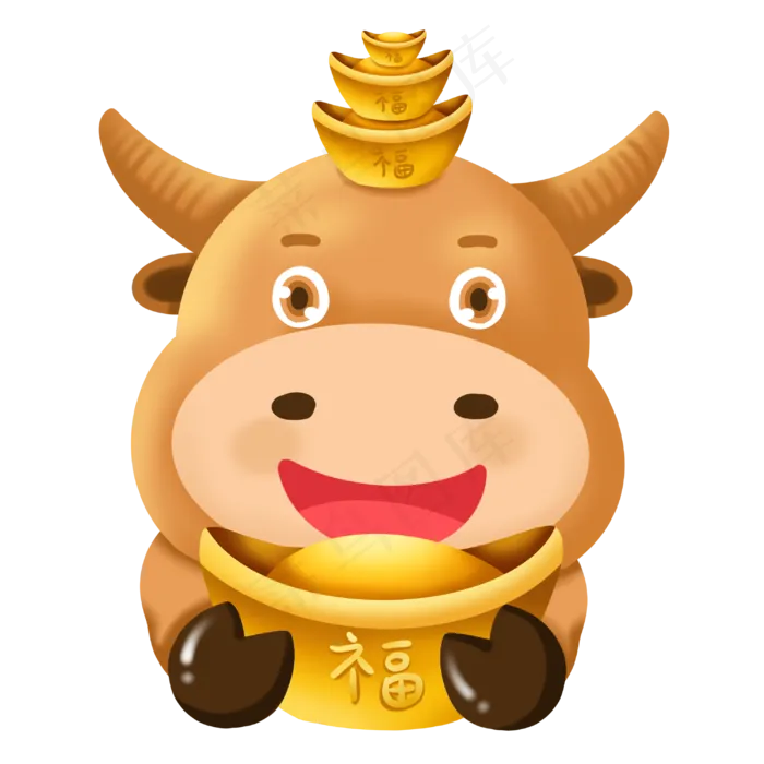 2021牛年恭喜发财Q版牛牛(3000X3000(DPI:300))psd模版下载