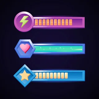 能量、健康和各种边界中的星吧，用于游戏ui元素