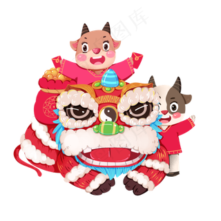 2021年春节红色喜庆牛年舞狮