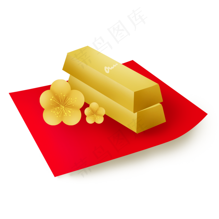 农历新年大富大贵金条和梅花(2000X2000(DPI:300))psd模版下载