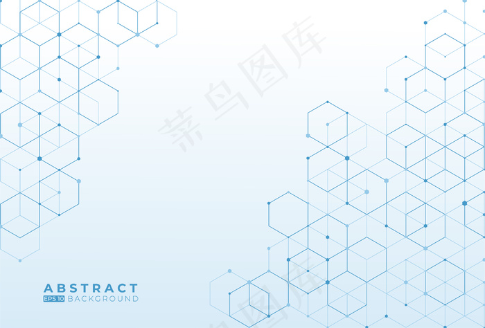 白色背景上的抽象蓝色六边形图案设计eps,ai矢量模版下载