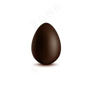 黑褐色巧克力蛋与现实的阴影隔离在白色背景上-复活节装饰椭圆形甜点食品。矢量图解。