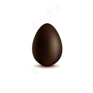 黑褐色巧克力蛋与现实的阴影隔离在白色背景上-复活节装饰椭圆形甜点食品。矢量图解。