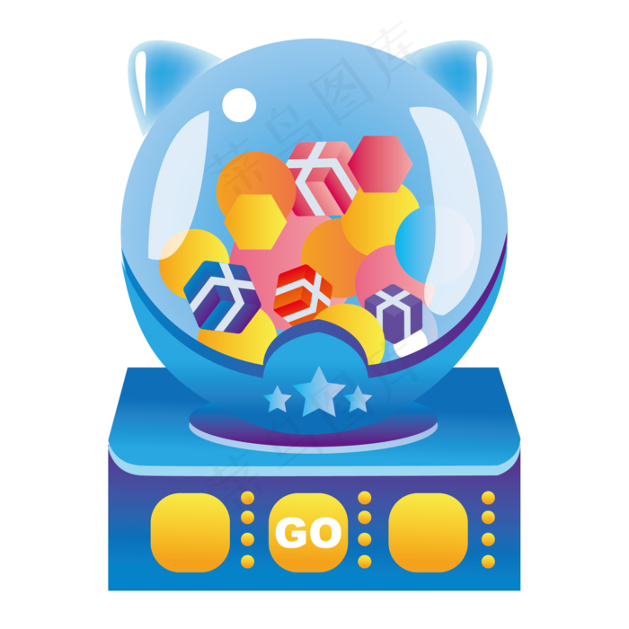 蓝色的抽奖机插画