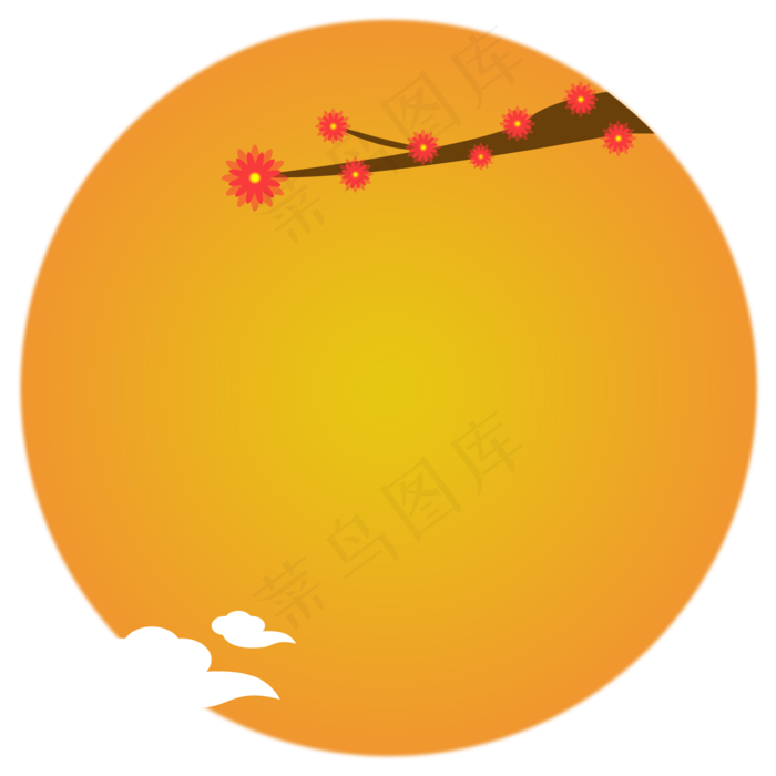 中秋节月球白云素材(2000X2000(DPI:300))psd模版下载