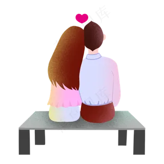 情人节七夕情侣依靠背影