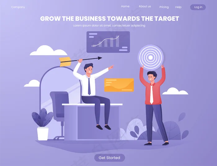 社交媒体数字营销朝着目标发展业务eps,ai矢量模版下载