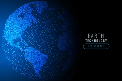 用蓝色粒子制造的数字地球