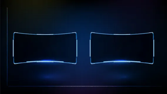 蓝色发光科技的抽象未来背景科幻框架hud ui