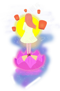 中秋节唯美放天灯