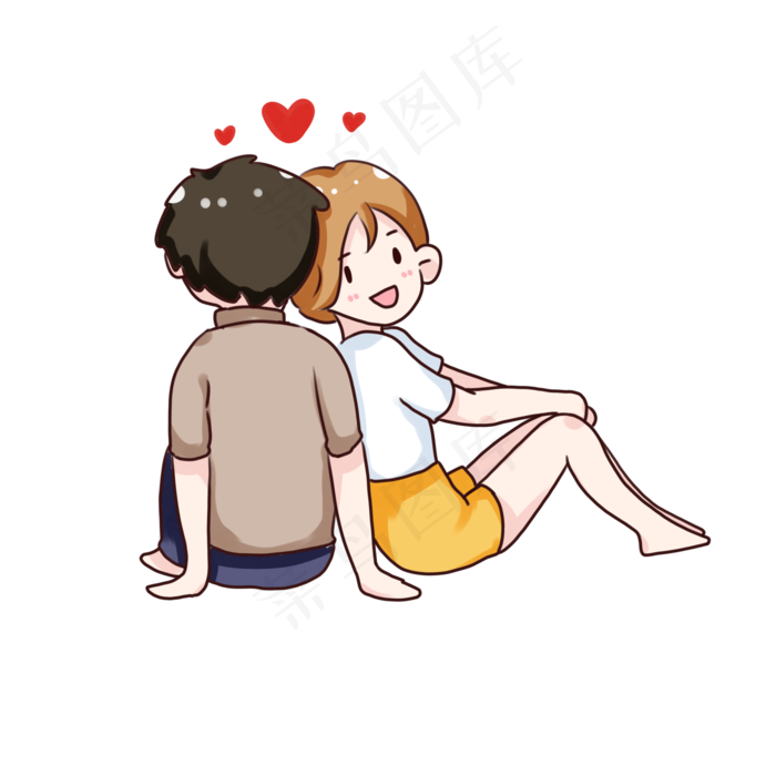 手绘卡通情侣