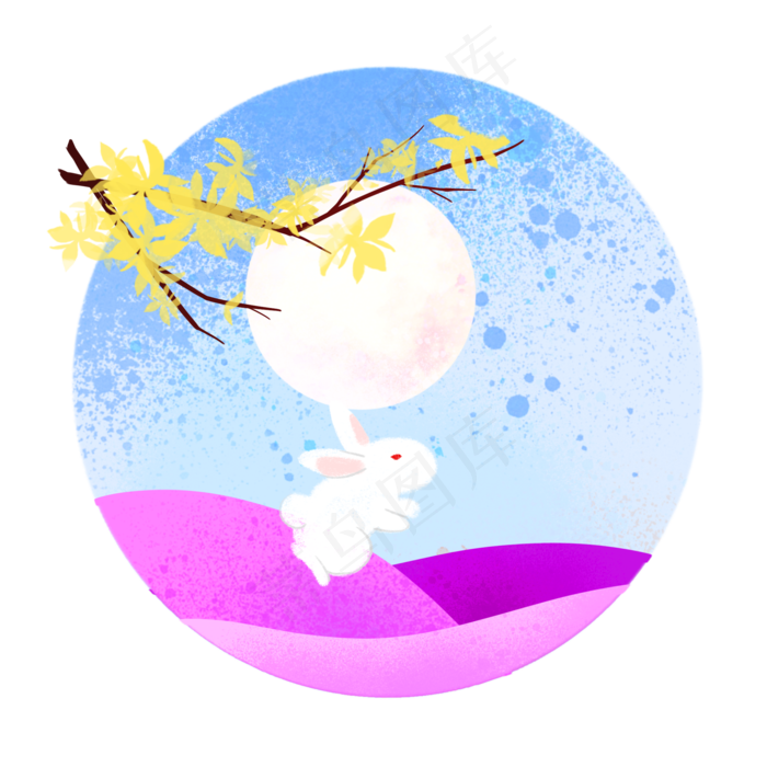 中秋佳节兔子望月夜景