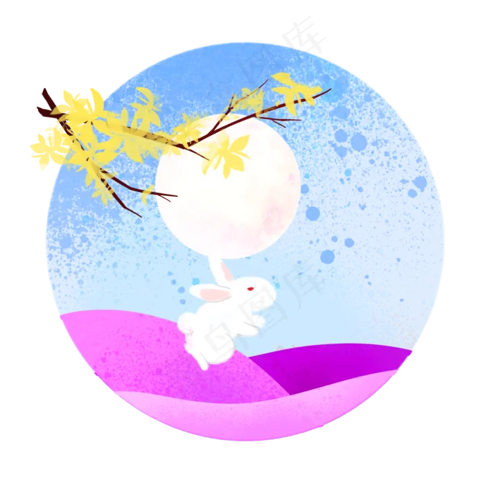 中秋佳节兔子望月夜景(2000X2000(DPI:350))psd模版下载