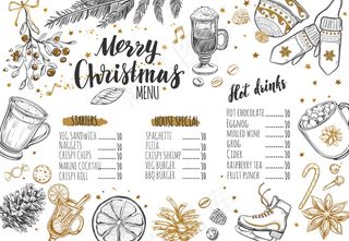 圣诞快乐冬季菜单模板。