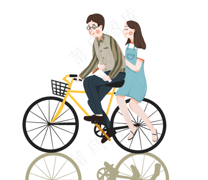 卡通小清新情侣七夕主题插画