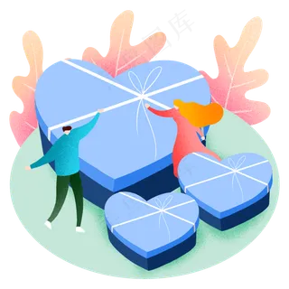 七夕节蓝色礼盒