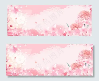粉色浪漫情人节花卉banner