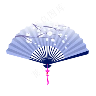 手绘中国风梅花折扇可商用元素