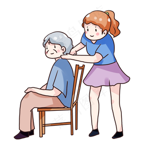 手绘卡通重阳节回家探望老人