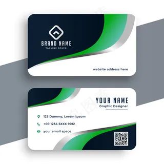 绿色波浪名片模板