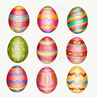 水彩装饰复活节彩蛋系列