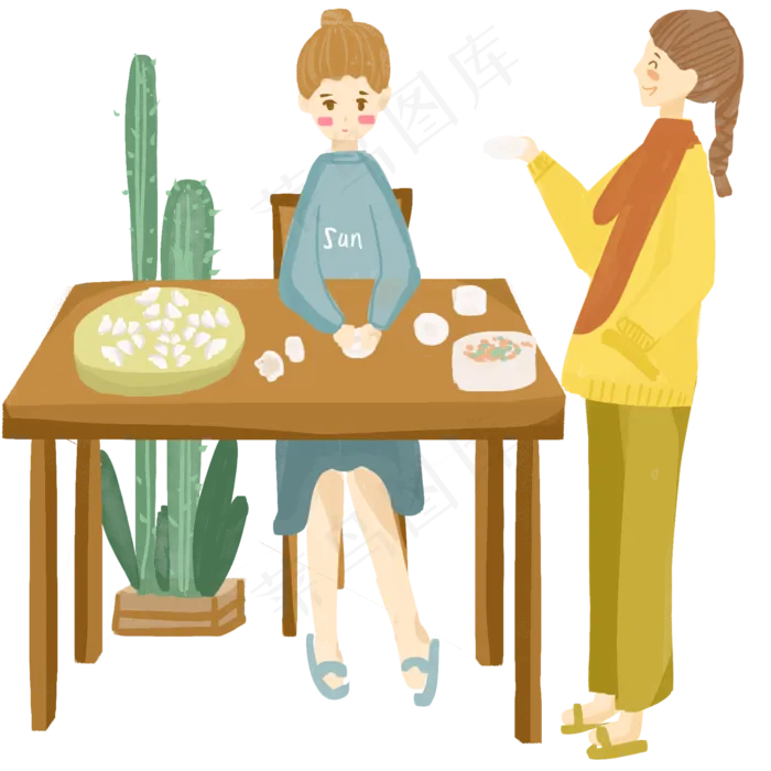 立冬家里包饺子免抠图(2000X2000(DPI:300))psd模版下载