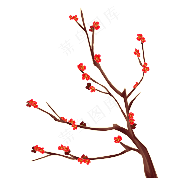 国潮梅花腊梅花枝(3000X3000(DPI:299))psd模版下载