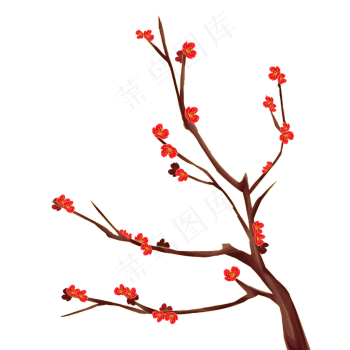 国潮梅花腊梅花枝(3000X3000(DPI:299))psd模版下载