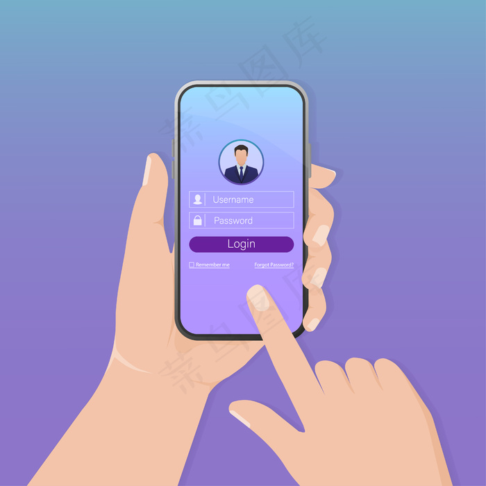 用户登录智能手机网站。应用程序app页用户界面。电话、手机、智能手机，。设备屏幕。商业图标。