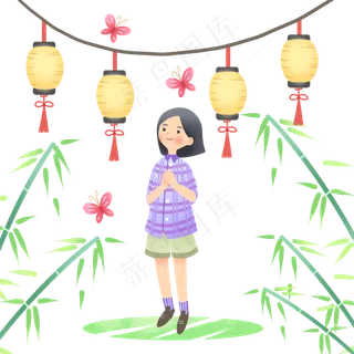 中元节黄色灯笼