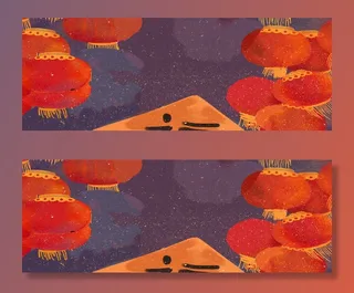 卡通新灯笼和女孩免抠图