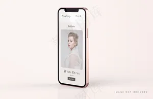红色和金色手机屏幕实物模型样机与手机app移动应用程序app演示模板