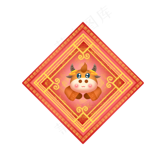 牛年新年立体装饰年画