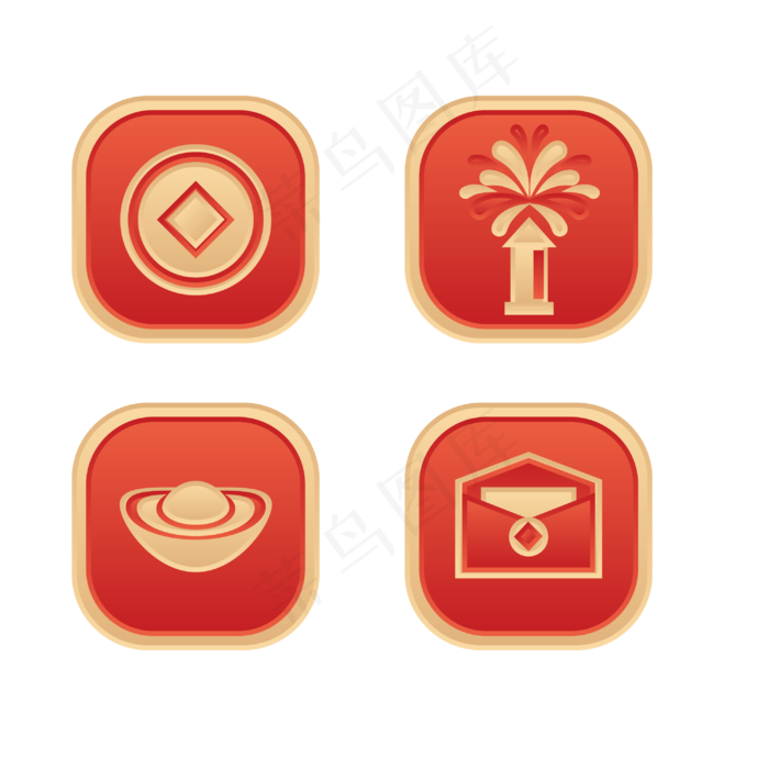 新年铜钱烟花图标