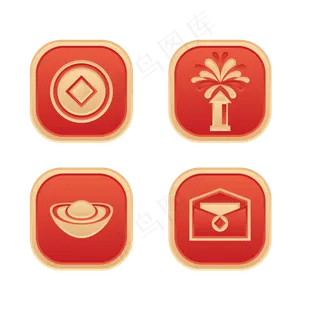 新年铜钱烟花图标