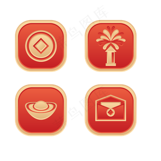 新年铜钱烟花图标