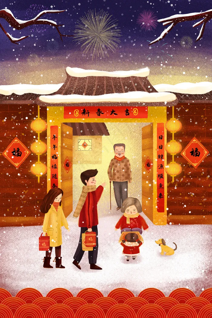 新年回家团聚家人电商配图(3545*5315px 300 dpi )psd模版下载