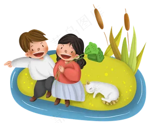 秋季河边的芦苇猫和人