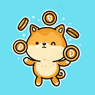 可爱有趣的秋田犬变戏法金币狗币字符 可爱有趣的秋田犬变戏法金币狗币字符