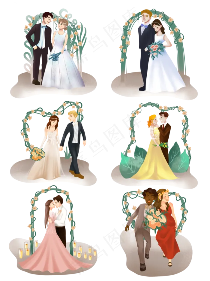 中外婚礼新郎新娘结婚七夕情人(3072X4107(DPI:300))psd模版下载