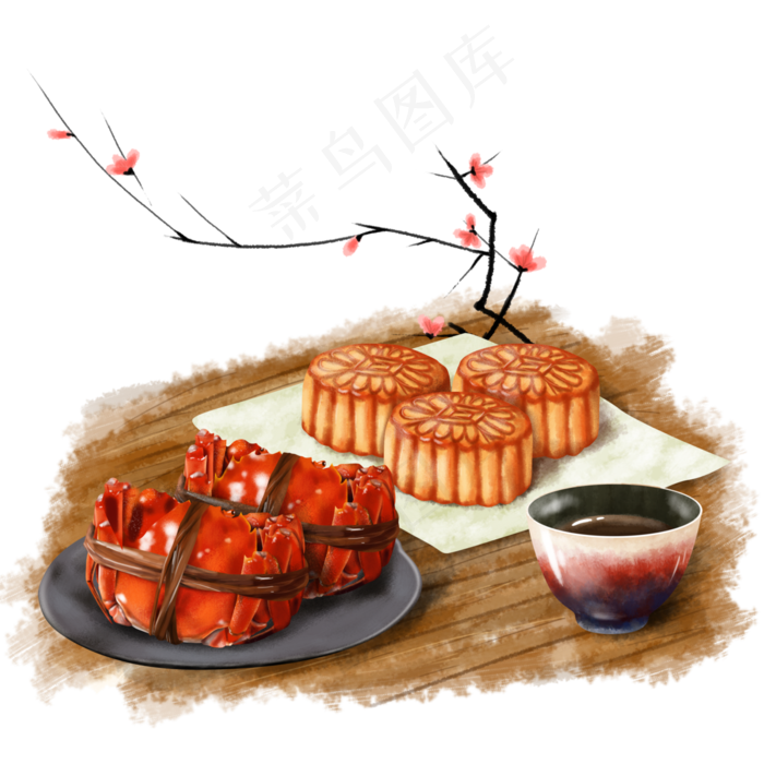中秋节古风美食装饰(3000X3000(DPI:300))psd模版下载