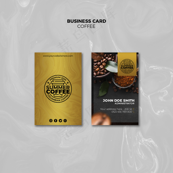 咖啡店名片包模板psd模版下载