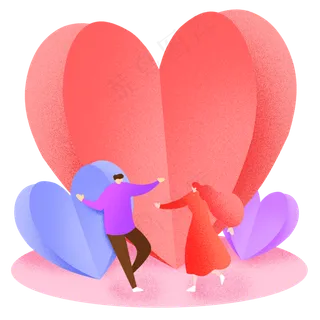 七夕节三色爱心